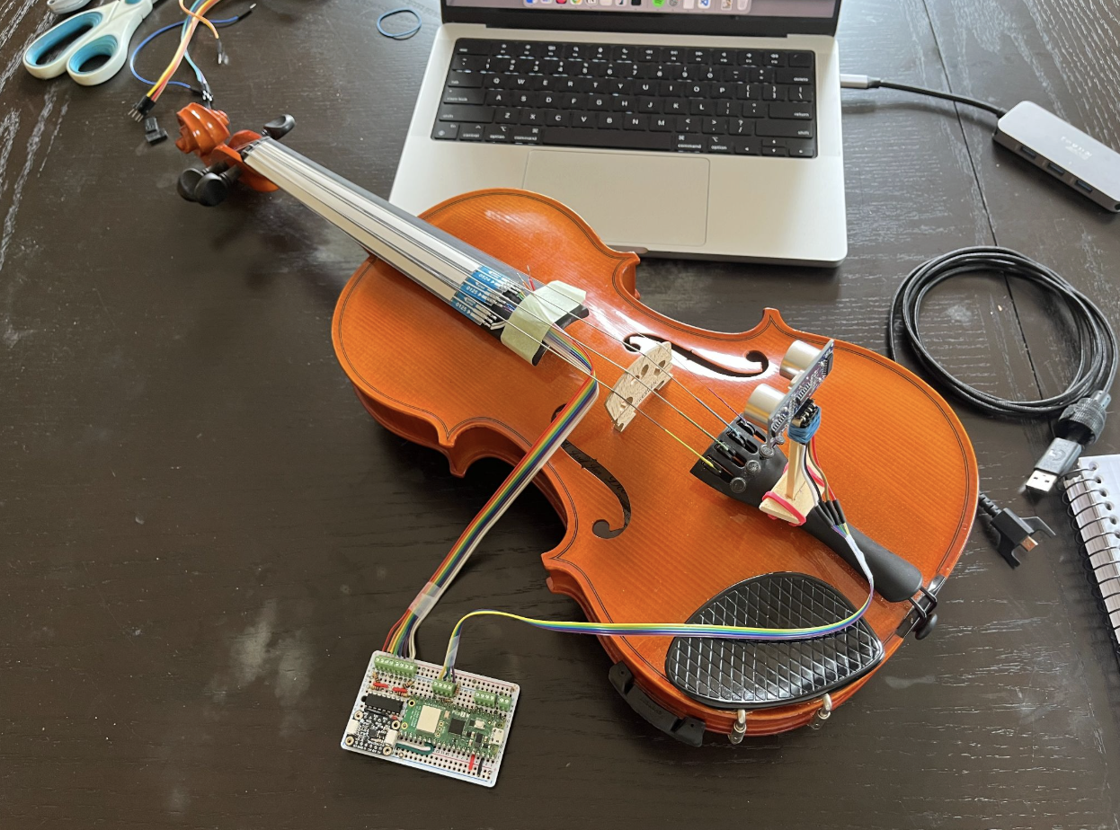 Top view of the augmented violin body.